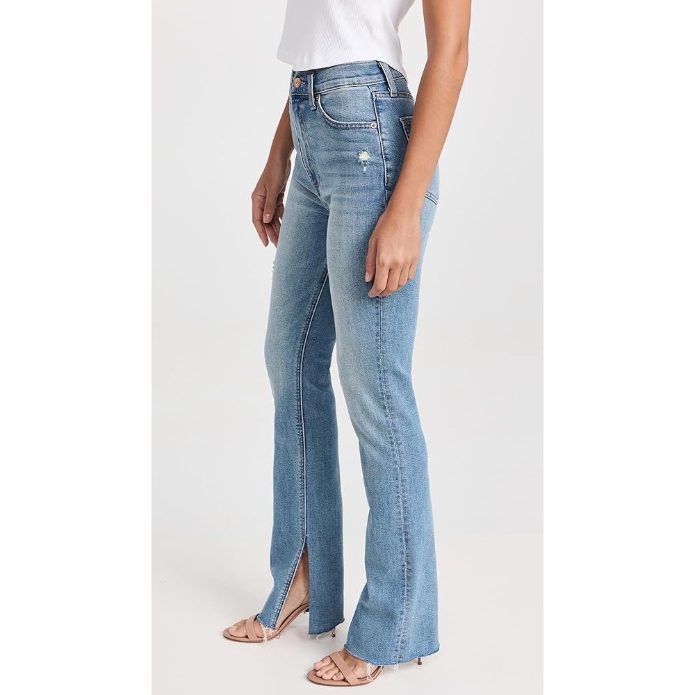 Pistola Colleen High Rise Bootcut Jeans Light Wash Tower Distressed Side Slit 25